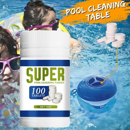 SHCKE Pool Chlorine Tablets & Chlorine Floater Dispenser for Swimming Pools Hot Tubs and Spas - Chlorine Tabs for Above Ground Pools (100g)