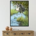 thumbnail image 2 of Designart 'Crane Hunting A Frog' Farmhouse Framed Canvas Wall Art Print, 2 of 5