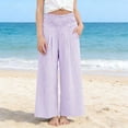 thumbnail image 4 of Grblisyd Girls Pants Size 10-12 Kids Striped Casual Elastic High Waist Cotton Linen Trousers with Pockets, 4 of 6