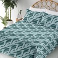 thumbnail image 3 of Ambesonne Leafy Design Fitted & Flat Sheet with Shams 4 Pcs Set, Nautical Leaves Art, Full, Almond Green Cadet Blue, 3 of 5