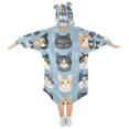 thumbnail image 2 of FORMRS Wearable Blanket Hoodie with Sleeves for Kids Cozy Flannel Sweatshirt, Cartoon Cute Cat, 2 of 7
