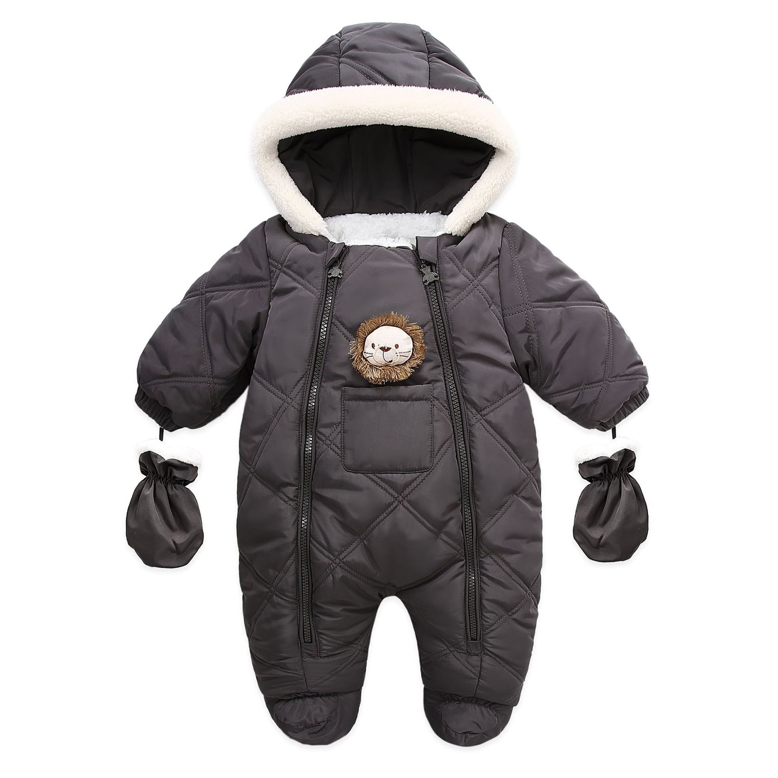 AmShibel Toddler Baby Girls Boys Zipper Down Jumpsuits with Gloves ...