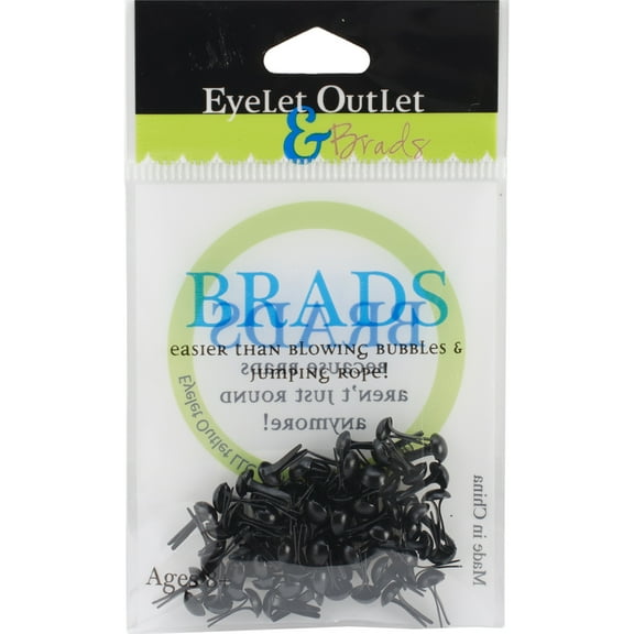 Eyelet Outlet Round Brads 4mm 70/Pkg-Black