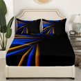 thumbnail image 2 of Erosebridal Gradient Abstract Ombre Fitted Sheet Set Full, Retro Geometry Striped Bedding Full Size, Adult Teens（No Top Sheet）, 2 of 6