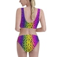 thumbnail image 3 of Picia Animal Paw Rainbow Women's High Waisted Bikini Scoop Neck Swimsuit Two Pieces Bathing Suit-Small, 3 of 8