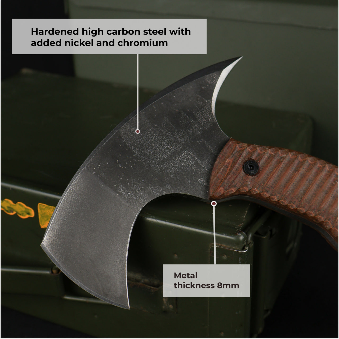 Forged Camping Hatchet 11.81'' w/ Leather Sheath, Compact axe w/ Composite Handle