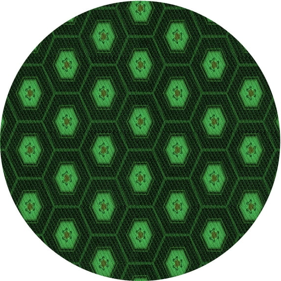 Ahgly Company Machine Washable Indoor Square Transitional Green Area Rugs, 3' Square