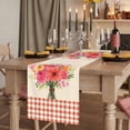 thumbnail image 3 of Spring Flowers Cotton Linen Table Runner for Dining Kitchen, Vintage Pastoral Floral Leaves Farm Checkered Wedding Outdoor Party Tablerunners, Dresser Scarf Coffee Tablecloth Runners 13x36 Inches, 3 of 9