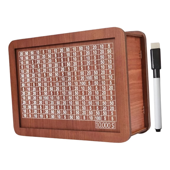 BESTSKY Wooden Money Box with Money and Numbers with Counter Crafts Portable Storage Case Money Saving Box for Adults Child,10000 Dollar