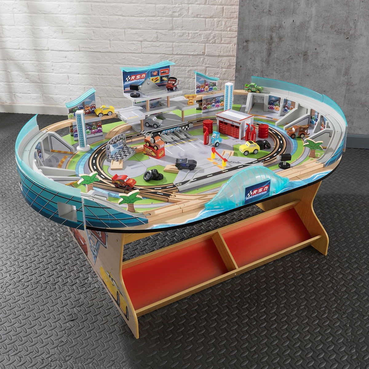 KidCraft Disney Pixar Cars 3 Rennstrecken-Set FLORIDA  mit Holztisch 