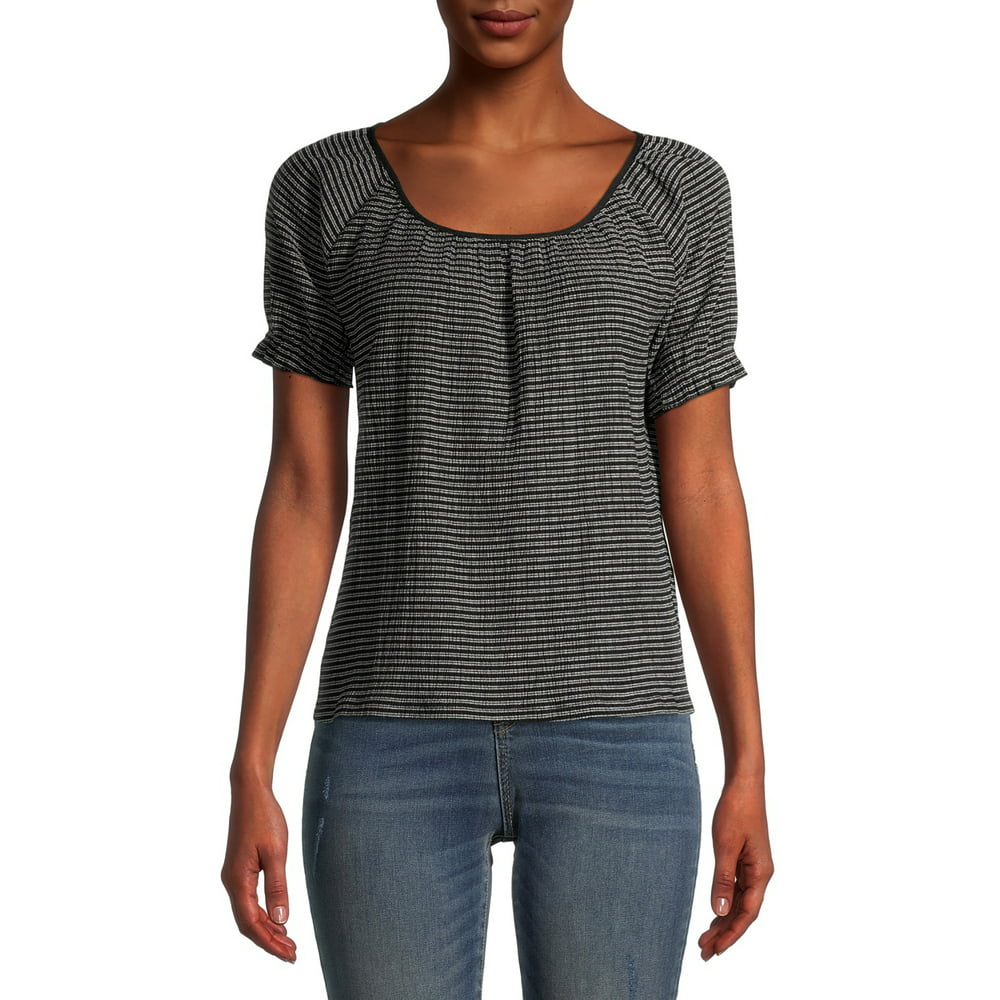 Time and Tru - Time and Tru Women's Peasant Top with Short Sleeves ...