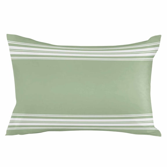 Farmhouse Sage Green White Striped Throw Pillow Cover, Pillowcase Protectors with Zipper, Breathable Decorative Lumbar Pillow Case Cover, Pillow Shams for Couch Sofa 16x24Inch