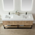 thumbnail image 6 of Vinnova Alistair 72" White Stone Top Oak Double Vanity Black Frame w/o Mirror, 6 of 16