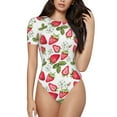 thumbnail image 2 of Uemuo Strawberry1 Pattern Women's One Piece Short Sleeve Swimsuit Rash Guard Surfing Modest Quick-drying Swimsuit Beach Essentials-Large, 2 of 9