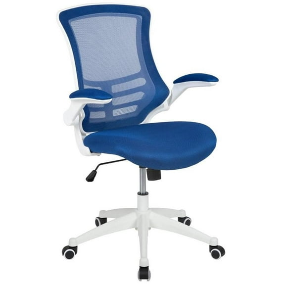 UrbanPro Contemporary Mid Back Mesh Office Swivel Chair in Blue and White