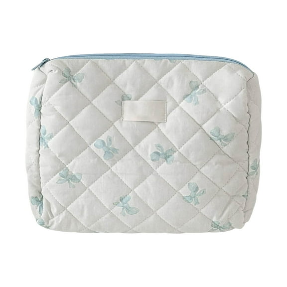 Quilted Travel Cosmetic Bag - Cute Floral Makeup Pouch Large Toiletry Bag for Women and Girls