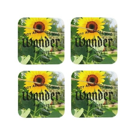 

Tideii Not All Who Wander Are Lost for Leather Coasters 4 Pieces Anti-fouling and Anti-scalding Decorative Coasters Suitable for Restaurants Kitchens Coffee Shops-Square