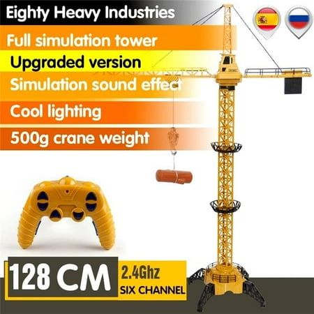 UNO1RC NM61059 Version Remote Control Construction Crane 6 Channel 128 cm 680 Rotation Lift Model 2.4G RC Tower Crane Toy for Kids