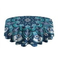 thumbnail image 5 of Round Waterproof Tablecloth 60×60 Inch, Boho Style Reusable Indoor/Outdoor Durable Table Cover for Party Kitchen Dinner Room Decor, 5 of 6