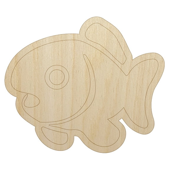 Cute Fish Wood Shape Unfinished Piece Cutout Craft DIY Projects - 4.70 Inch Size - 1/8 Inch Thick