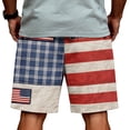 thumbnail image 4 of CIENVNSTG Men's Patriotic USA Flag Print Shorts Drawstring Elastic Waist Casual Shorts for Independence Day Party Hot Pink S, 4 of 6