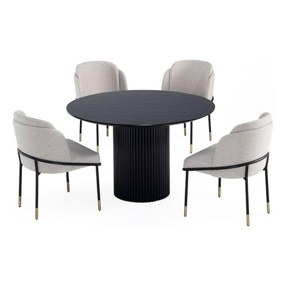 5-Piece Hathaway 47.24 Round Solid Wood Table with 4 Flor Dining Chairs in Wheat