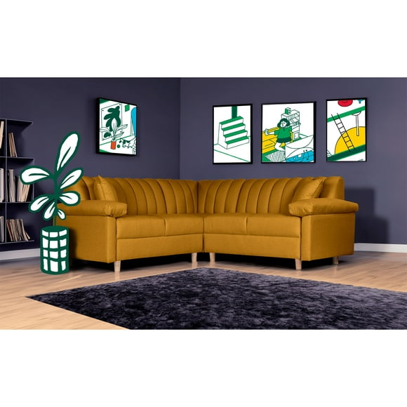 Sala Esquinera Makora de Lino Mostaza Modelo Miller