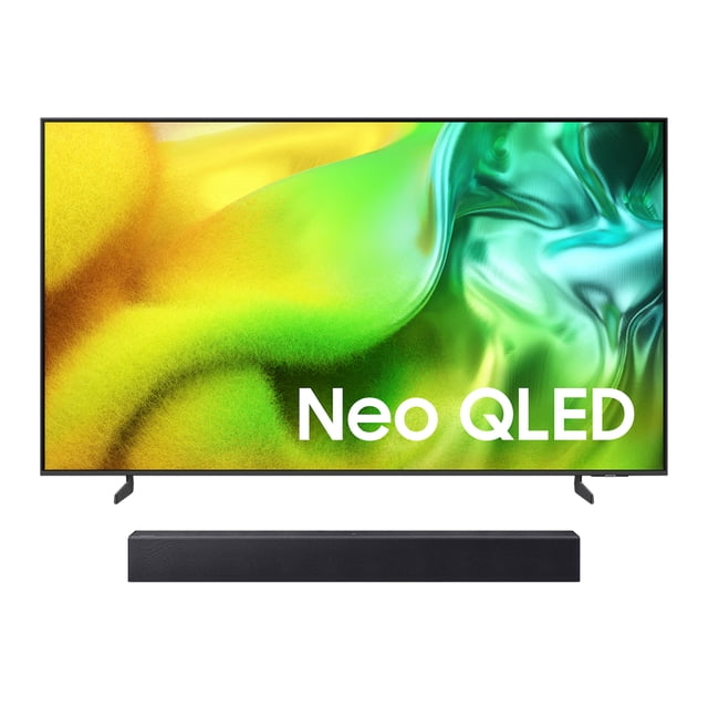 combo tv samsung 75" neo qled qn1e 4k vision ai (2026) + barra de sonido 2.0 ch hw-b400f televisor Samsung 75" Neo QLED QN1E 4K (vista frontal, centrada) con biseles delgados y imagen verde-amarilla con texto 'Neo QLED', y barra de sonido negra HW-B400F delante; muestra 75 pulgadas, Quantum Mini LED, procesador NQ4 AI, Bluetooth inalámbrico y HDMI ARC, suele usarse para cine en casa y gaming hub.