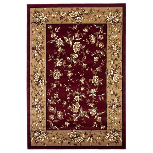 HomeRoots 353620 3 ft. 3 in. x 4 ft. 11 in. Polypropylene Red & Beige Area Rug