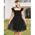 thumbnail image 3 of Vestido Arshiner de verano con volantes, cuello cuadrado, manga ondulada, para niña, 3 of 6