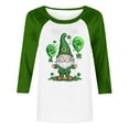 thumbnail image 4 of Craaazy Women's St. Patrick's Day Tshirts Irish Clover Prints Crew Neck 3/4 Sleeve Shirts, 4 of 5