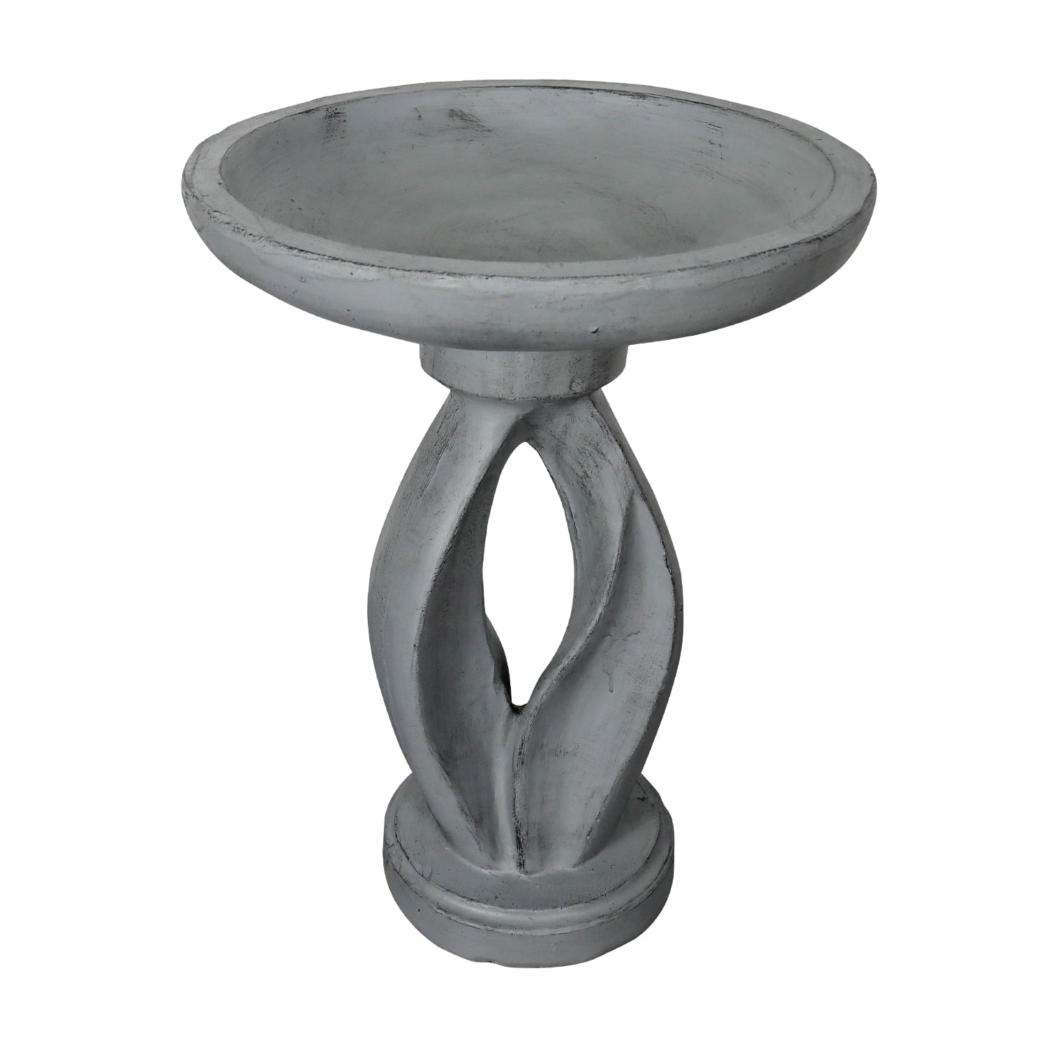 21.8 Inch Height Outdoor Bird Bath - Fibre Reinforced Concrete Large Bird Bath Stylish with Curved Pedestal for Garden, Patio, Backyard, Lawn
