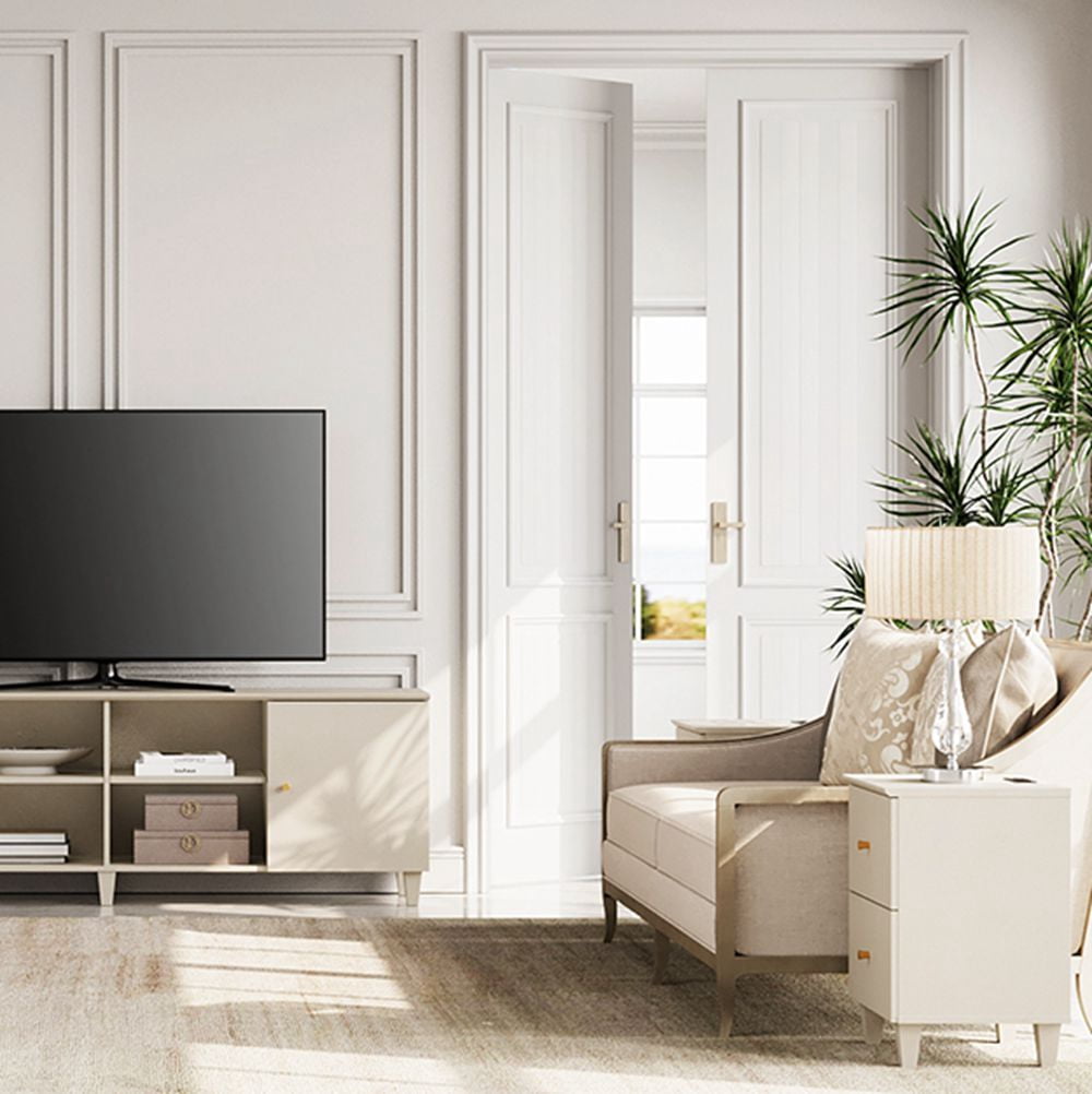 WAMPAT Accent Cabinet with 2 Drawers，Wood Sofa Side End Table with Charging Station for Living Room and Bedroom