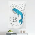 thumbnail image 1 of Narwhal Tapestry, Hand Drawn Whale Sketch with Horn and Star Pattern Swimming with Fishes, Fabric Wall Hanging Decor for Bedroom Living Room Dorm, 5 Sizes, Azure Blue Grey Yellow, by Ambesonne, 1 of 1