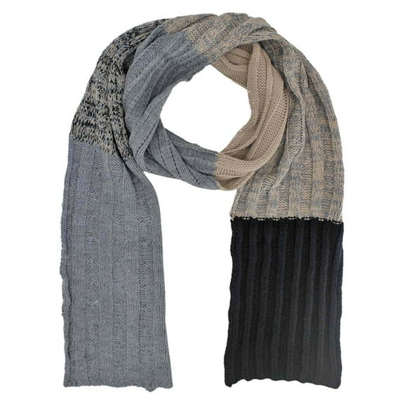 Black & Grey Color Block Winter Knit Unisex Scarf