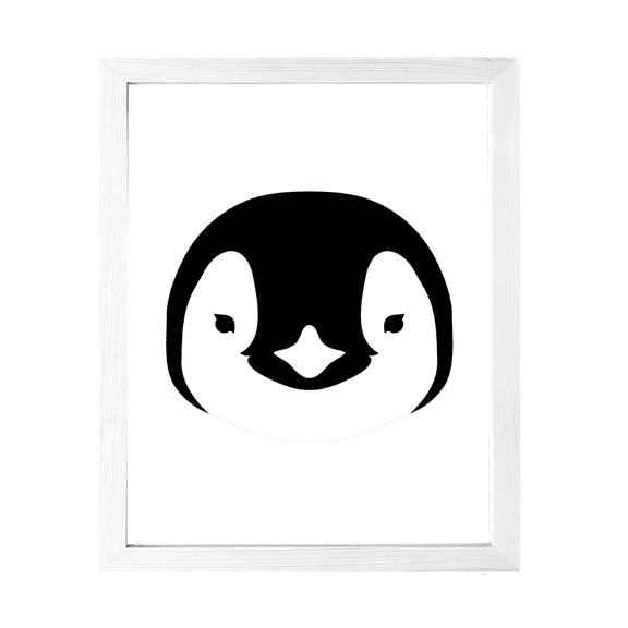 Designs ByLITA Penguin Outlined version, 8 x 10 White Wall Print Animals (Framed) | Family Presents | Bedroom | Stylish Kindergarten Decor