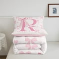 thumbnail image 4 of Initial Letter R Comforter Set 2 Pcs,Princess Style Pink Bowknot Girly Romantic Bedding Set,Dreamy Bow Love Hearts Kawaii Pink Quilt Set Bedroom,1 Pillowcase, 4 of 6