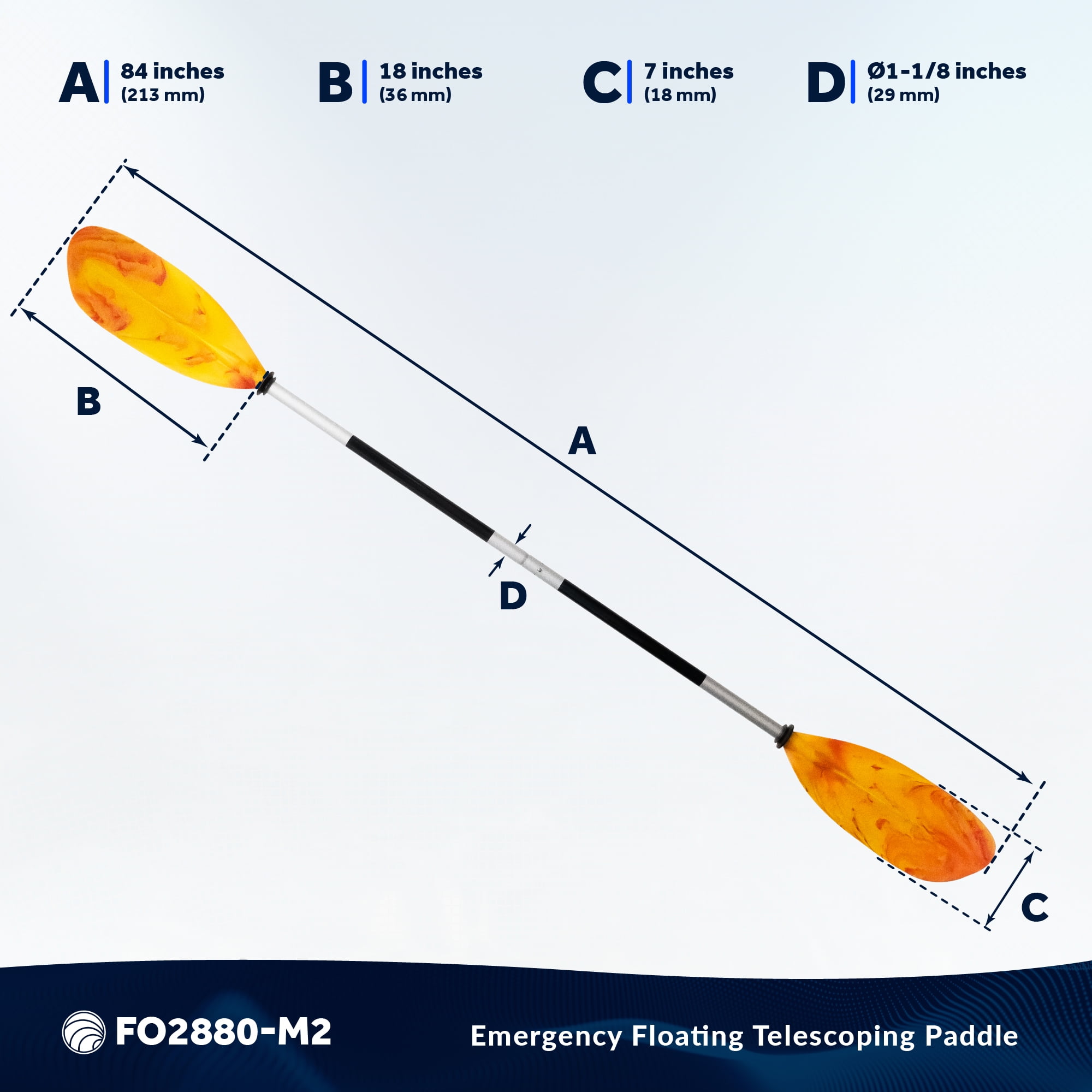 Five Oceans Kayak Paddles 2 Pack, 84" - 7ft Kayak Fishing Paddle, Detachable Heavy-Duty Aluminum Shaft, Reinforced Fiberglass Blades, 2-Piece Snap-Button, Lightweight Paddle for all Kayaks - FO2880-M2