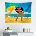 thumbnail image 1 of Hula Girl Tapestry, Woman Dancing on Sandy Beach Surfing Waves Aloha Palm Trees Hello Summer, Fabric Wall Hanging Decor for Bedroom Living Room Dorm, 2 Sizes, Multicolor, by Ambesonne, 1 of 1