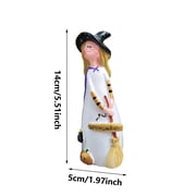 Witch Statues Halloween Decorations, Cute Party and Home Decor and Fall Decor, Classic Witches Hats, Cat, Ghost, Crow, and Pumpkins Halloween Room Decor, Ceramic Figurines