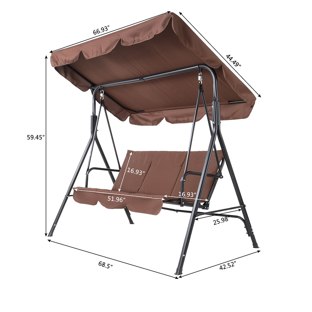 Private Jungle 3-Seat Deluxe Outdoor Patio Porch Swing with Weather Resistant Steel Frame, Adjustable Tilt Canopy, Cushions and Pillow Included Private Jungle 3-Seat Deluxe Outdoor Patio Porch Swing with Weather Resistant Steel Frame, Adjustable Tilt Canopy, Cushions and Pillow Included
