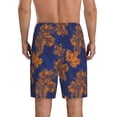thumbnail image 4 of Lsque Golden Maple on Navy Blue Mens Sleep Pajama Shorts,Short Pajama Pants, Cotton Ultra-Soft Knit-Large, 4 of 9