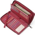 thumbnail image 2 of FashionMio Large Capacity RFID Blocking Wallet by Women's, Zip Clutch, Liquor, 2 Pack, 2 of 7