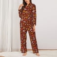 thumbnail image 2 of Fotbe Autumn Warm Tone Maple Leaf Pattern Long Sleeve Pajama Set for Women,Sleepwear Set,2-piece Loungewear Set,Soft PJs Comfy Nightwear with Pockets -Medium, 2 of 7