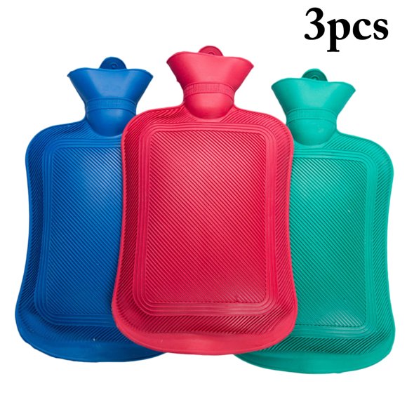 3PCS Hot Water Bottle Classic Thickened Rubber Hot Water Bag Hot Water Pouch