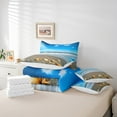 thumbnail image 4 of Erosebridal Beach Theme Comforter Set Full 7 Pcs Starfish Seashell Conch Ocean Sea Nature Pattern Bedding Set Summer Holiday Vacation Bed in a Bag with Comforter,Sheets, 4 of 5