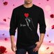 thumbnail image 1 of Ceisia Men's Romantic Red Heart "For You" T-Shirt | Relaxed Long-Sleeve Crewneck Spring Casual Top Gift, 1 of 5