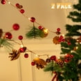 thumbnail image 2 of Shininglove Christmas Garland with Lights, 2 Pcs Pinecone Red Berry Garland Lights Battery Operated for Tree, Party, Stair Decor, 2 of 7