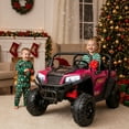 thumbnail image 3 of FUNTOK 24V 2 Seater Electric Ride on Toys for Big Kids w/ 20 " Large Seat, 4 x 200W Motors, 2WD/4WD Switchable Ride on UTV Dump Truck w/ Dump Bed, Remote Control, LED Lights, Bluetooth & Music, Pink, 3 of 8