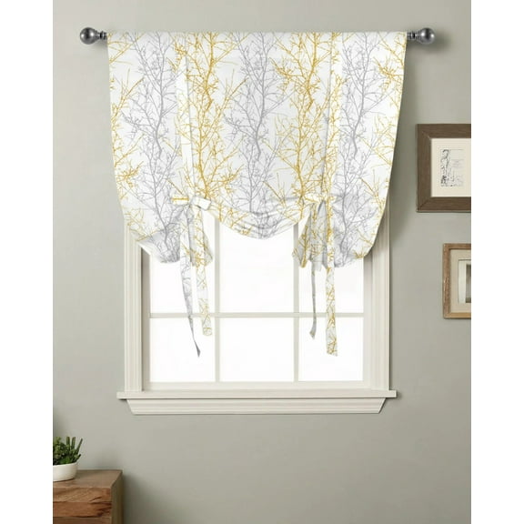 Branches Gradient Simple Window Curtain for Living Room Home Decor Roman Curtain Kitchen Tie-up Curtains Adjustable Drapes